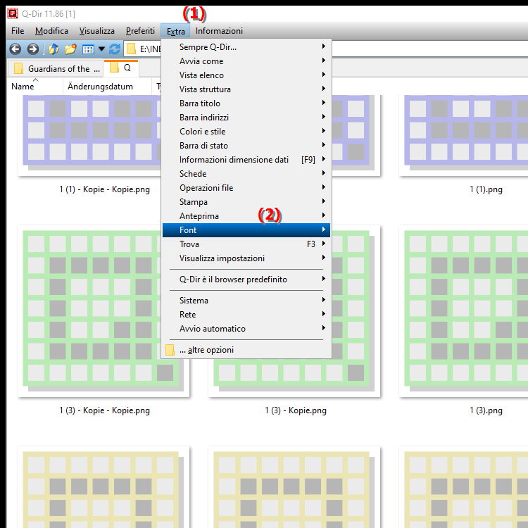Come posso regolare la dimensione del carattere in percentuale in Quad File Explorer